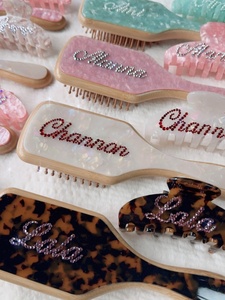 Pettine ad aria personalizzato con strass e <span class=keywords><strong>nome</strong></span>, regalo per ragazza, accessori - Product Image 1