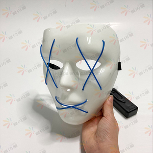 Venta caliente Anonymous <span class=keywords><strong>Guy</strong></span> Fawkes Máscara de PVC Hacker Fiesta de Halloween Estilo de terror con EL Wire para eventos temáticos de vacaciones Fiestas LED - Product Image 3