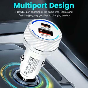 60W High Power Round Fireproof Car Charger Dual PD & QC3.0 Fast Charging <b>USB</b>-C + <b>USB</b>-A Ports for Earphone & Laptop Wholesale - Product Image 3