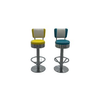 Sillas de Bar Estilo Retro Americano de los Años 50, con Asientos de Cuero, Estructura Metálica Resistente y Ecológica, <span class=keywords><strong>para</strong></span> Uso Comercial - Product Image 4