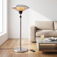 Chauffe-terrasse infrarouge personnalisable avec télécommande, type plafond/sol, adapté aux terrasses extérieures et au chauffage domestique intérieur.