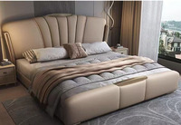 Modernes Luxus-Lederbett mit Liegefunktion und Stauraum, Inklusive Softbag