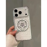Coque de téléphone Gris-blanc Étoile pour Apple 17, Coque pour iPhone 17 Pro Max avec support magnétique, 15 Transparente Personnalisée Souple.