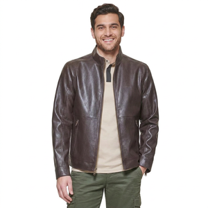 Best Quality Mens Stand Collar <b>Leather</b> <b>Jacket</b> Attractive Color Trendy High Street Style <b>Winter</b> New Arrival <b>jacket</b> for men - Product Image 1