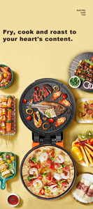 Commercio all'ingrosso 11 pollici doppio lato rivestimento antiaderente Pancake macchina per la <span class=keywords><strong>Pizza</strong></span> elettrica <span class=keywords><strong>teglia</strong></span> da forno crêpe Maker - Product Image 3