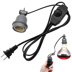 E27 Power Stepless Speed Control Switch Cord Ceramic Heat Lamp Bulb Holder with Extension Cable