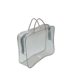 Sac de rangement réutilisable en PVC transparent avec soufflets sur 4 côtés, fermeture éclair, recyclable, pour couette, ensemble de literie, oreiller, avec poignée Flexiloop personnalisée - Product Image 1