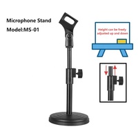 Support de microphone de bureau réglable à prix abordable avec base ronde stable