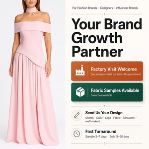 OEM Custom Women's Fashion Sexy Backless High Slit Long <strong>Dress</strong> Off-Shoulder Solid <strong>Color</strong> A-Line Evening <strong>Dress</strong> for Women - Product Image 1