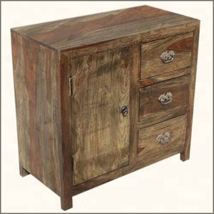 Armoire en bois de pin recyclé avec trois tiroirs spacieux Meubles rustiques pour chambre à coucher salon intérieurs de maison modernes - Product Image 3