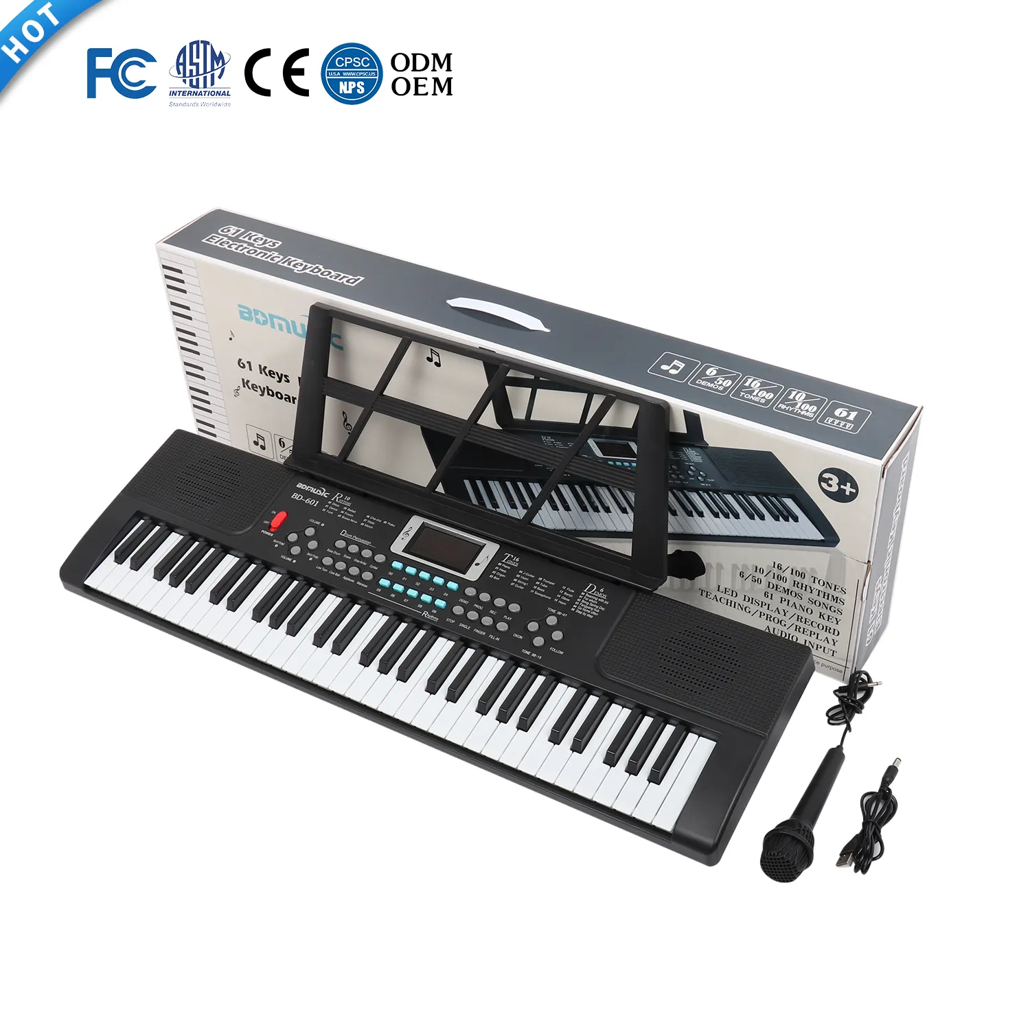 Funzione di apprendimento della tastiera per tastiera elettronica organo elettronico 61 tasti strumento elettronico per tastiera di pianoforte