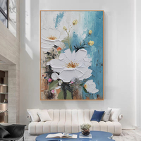 Peinture à l'huile abstraite sur toile de lin acrylique, grande taille, peinte à la main, texture 3D, fleurs, décoration murale moderne pour la maison, vente en gros, personnalisable