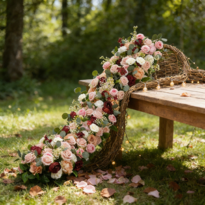 Guirlande de fleurs roses en gros de haute qualité pour centre de table, chemin de table et entrée de mariage - Product Image 3