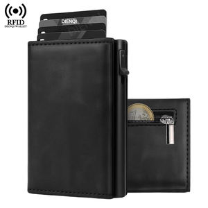 <span class=keywords><strong>Portafoglio</strong></span> da <span class=keywords><strong>Uomo</strong></span> con Protezione RFID Porta Carte di Credito e Documenti con Custodia Pop-Up in Metallo Portamonete Sottile a Tre Ante Portafogli Smart da <span class=keywords><strong>Uomo</strong></span> - Product Image 1