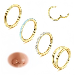 Stainless Steel Nose <b>Rings</b> Gold Color Closed Hoop Cartilage Piercing Jewelry For Nose <b>Ring</b> - Product Image 1