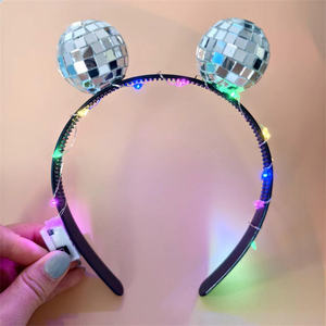 New Arrive Light up <strong>Headband</strong> LED <strong>Disco</strong> <strong>Ball</strong> <strong>Headband</strong> <strong>Disco</strong> <strong>Headband</strong> Rave Party Festival Carnival Hair Accessories for Women Girl - Product Image 1
