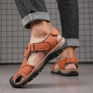 Sandalias de Verano de Cuero con Punta Cerrada para Hombre, Zapatos Deportivos de Senderismo y Pesca con Correa para Caminar - Product Image 4