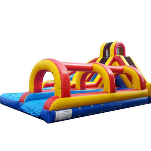 Nhà sản xuất chuyên nghiệp PVC chất liệu Inflatable trượt N trượt công viên nước Inflatable Ba làn đường trượt nước với hồ bơi cho trẻ em - Product Image 1