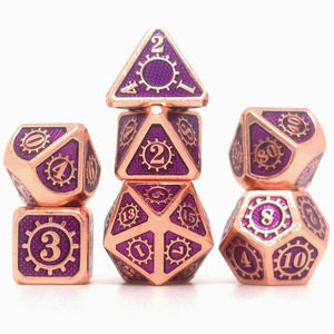 Juego de Dados de Aleación de Zinc de Alta Calidad, 7 Piezas, <span class=keywords><strong>Números</strong></span> <span class=keywords><strong>en</strong></span> <span class=keywords><strong>Cursiva</strong></span> Grabados, Puntos/Marcas, Logotipo, MOQ 1000, D&D Dungeons and Dragons - Product Image 2