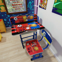 Ensemble Chaise et Table d'Étude pour Enfants, Design Bois Moderne d'Aspect Authentique, Décoratif avec Montre, pour Maison, Bureau, Chambre, École et Salon