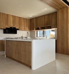 Gabinetes de Cocina Modulares RTA Listos para Armar con Acabado en MDF Lacado con Tono de Madera, Fregadero y Grifo Incluidos, Diseño Moderno - Product Image 3