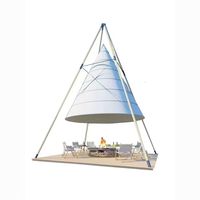 Tente Safari 4x4m en Toile Oxford Coton Matériaux PVC/PVDF Quatre Saisons Imperméable 7000mm UV50+ Ouverture Rapide Portable Droite