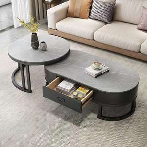 Meubles haut de gamme, style minimaliste italien, <span class=keywords><strong>table</strong></span> <span class=keywords><strong>basse</strong></span> ovale en dalle de roche stable, de forme ronde, pour salon - Product Image 4