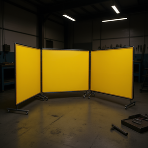 D0100HADYRY Welding Screen 6 X 8 Ft Yellow <b>Vinyl</b> <b>Frame</b> 12 Swivel Wheels Workshop Welding Protection - Product Image 2