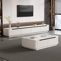 Meuble TV en bois et marbre de luxe moderne de haute qualité, design flottant pour salon et chambre à coucher, dernière collection 2025
