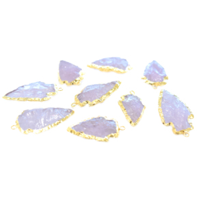 Cuarzo Rosa de 26-28 mm, Forma de Punta de Flecha, Bañado en Oro de 14k, Colgante, Componentes para Joyería, Piedra de Nacimiento de Enero - Product Image 2