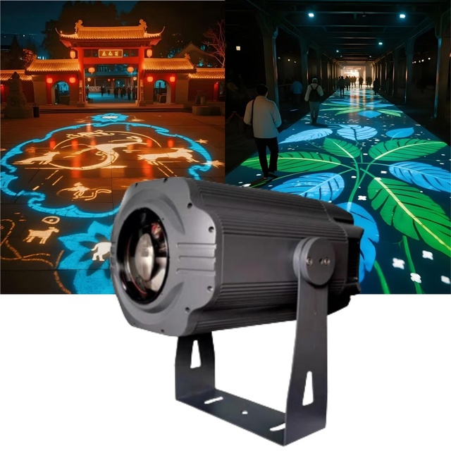 High Quality IP65 Laser Rotating Gobo Projector Light with Custom Logo DMX512 Control RGBWA Color for Outdoor Advertising