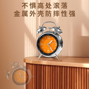 Student Alarm <b>Clock</b> Silent Quartz <b>Desk</b> <b>Clock</b> Circular Metal Design For Back To School - Product Image 4