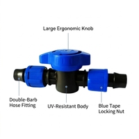 Vanne d'arrêt d'irrigation goutte à goutte 16 mm avec écrous de blocage bleus, raccord de couplage pour tuyau d'irrigation goutte à goutte pour jardin et agriculture
