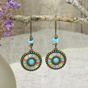 Geometric <b>Drop</b> Earrings Women Bohemia Alloy Antique <b>Bronze</b> Plated Party Fashion Dangle Earrings - Product Image 3