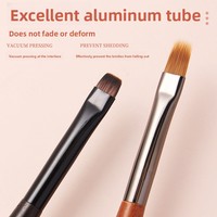 Pinceau à gel UV en bois de santal japonais élastique à long manche pour nail art, stylo applicateur de base coat, ensemble de pinceaux pour dégradé et mélange de motifs