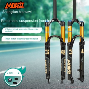 <span class=keywords><strong>Horquilla</strong></span> delantera de bicicleta de montaña de aluminio auténtico Markawi, amortiguación neumática de 34mm, carrera de 130mm, bicicletas de carretera de liberación rápida de alta resistencia - Product Image 2