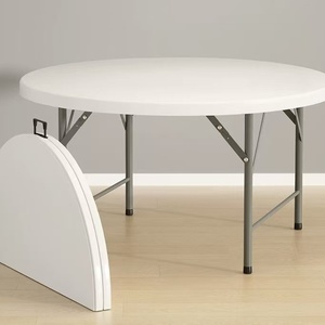 Tables rondes pliantes en plastique blanc de 72 pouces pour événements extérieurs, banquets, dîners, mariages, vente en gros, 5 pieds, 10 personnes - Product Image 6