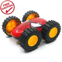 Pequeno inércia bidirecional homem aranha, cuidados dupla face tipper fricção brinquedos outono resistente 360 graus crianças brinquedos carros