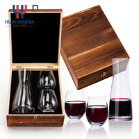 Ensemble de carafe à vin en cristal soufflé à la main transparente avec logo personnalisé de luxe, 2 verres sans pied pour hôtel, bar, restaurant, vente en gros
