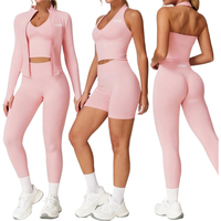 Vêtements de sport sans couture personnalisés Tik Tok pour femmes, leggings de yoga sans couture, ensembles de sport 2/3/4 pièces avec soutien-gorge halter