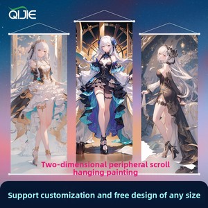 Poster Decorativo 2D con Cornice, Stile <span class=keywords><strong>Anime</strong></span> Giapponese, in Velluto Effetto Pelle di Pesca, Broccato, Raso e Pittura a Olio su Tela - Product Image 3