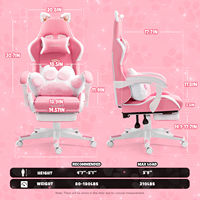 Cute Gaming Chair Ergonomic Computer Chair European Lovely Pink Pu Game Chair With Footrest for Girl