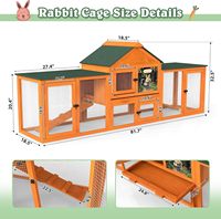 Grand enclos à lapins en bois pour l'extérieur, cage à lapins d'intérieur, facile à assembler et durable avec un plateau de nettoyage, toit imperméable