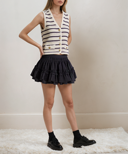 High-End Single-Breasted Button Closure Thin Stripes Women's Spring Casual Short Cardigan Vest