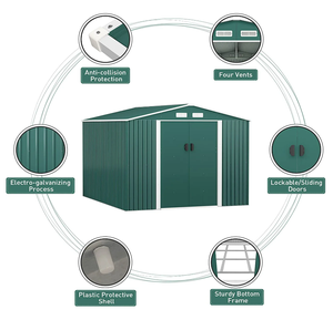 Grand hangar de stockage en métal, dégagement de stockage extérieur adapté aux outils de jardin, vélos, échelle de tondeuse à gazon, <span class=keywords><strong>4</strong></span> évents - Product Image 6