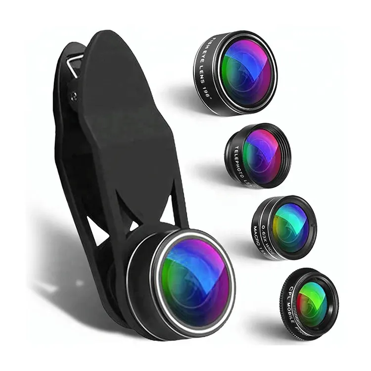 5 in 1 cell phone camera fisheye telephoto wide angle macro lenses mobile telephone lens phone lens for mobile phone