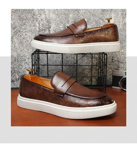 Mocassins décontractés à bout arrondi, taille 38-46, chaussures en cuir synthétique pour hommes - Product Image 5