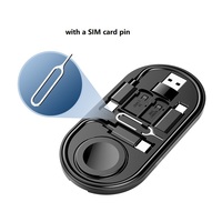 Câble de données USB 2.0 Type-C vers Type-C multifonctionnel créatif 60W à charge rapide avec boîte de rangement pour téléphone portable et montre connectée