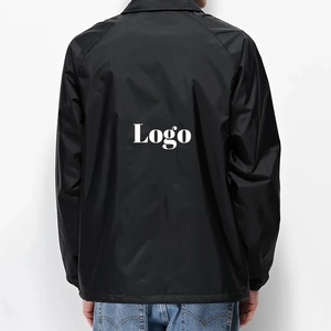 Custom Printed Logo Fashion <strong>Black</strong> <strong>Windbreaker</strong> <strong>Men</strong> Casual Nylon Coaches Jacket - Product Image 2