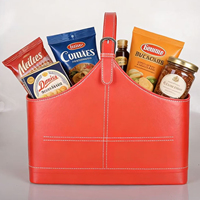 Panier-cadeau en cuir, panier à vin en PU rouge gaufré crocodile avec poignée, boîte-cadeau de Noël de luxe réutilisable, vente en gros d'usine